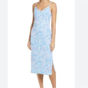 Lilly Pulitzer Blue and Pink Paisley Midi Dress